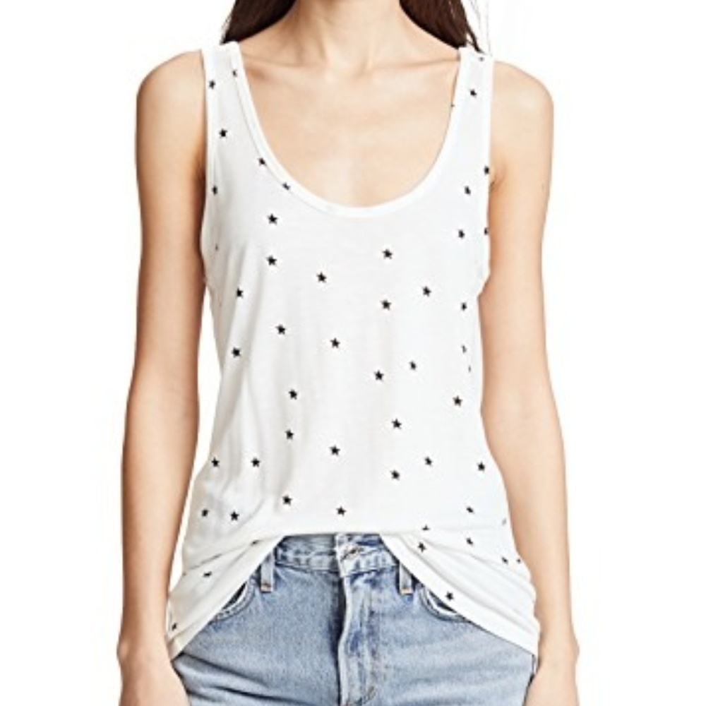 L'AGENCE Star Print Tank Ivory/Black Women large